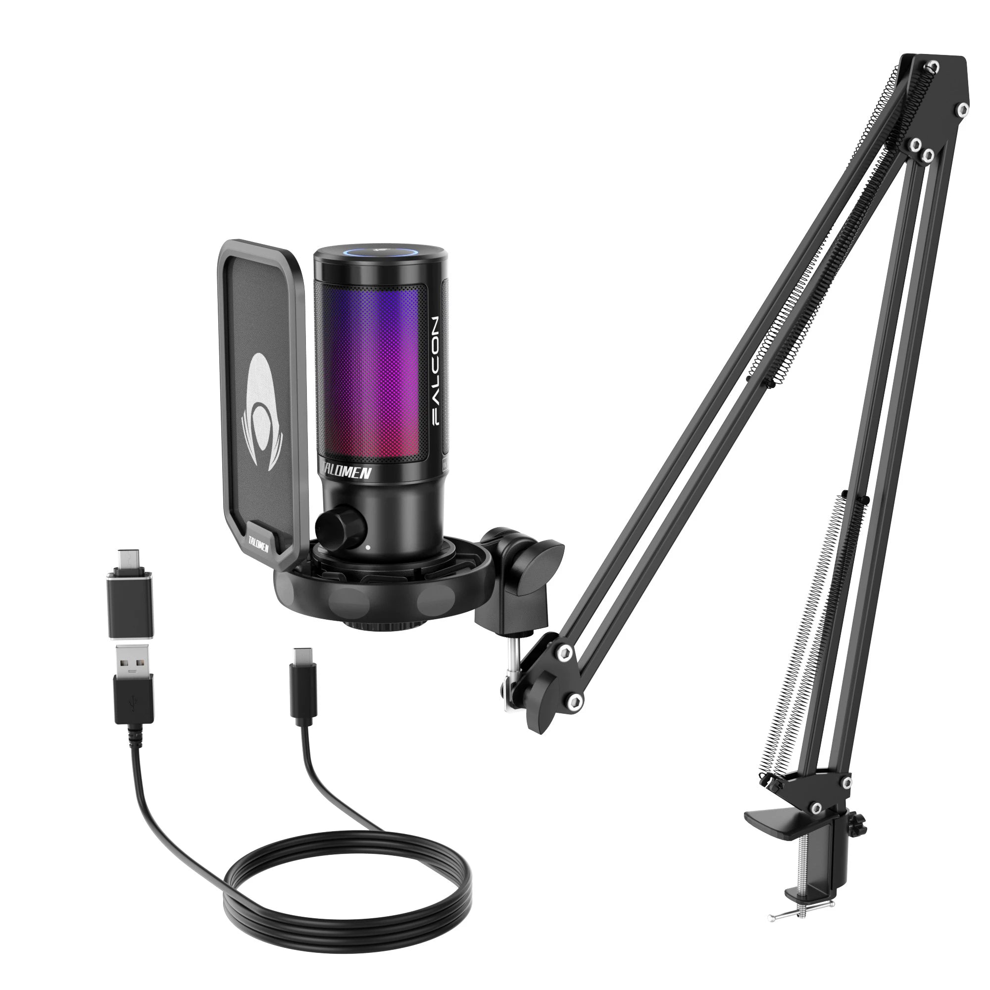 Talomen Falcon Stand USB Gaming Microphone with Boom Arm