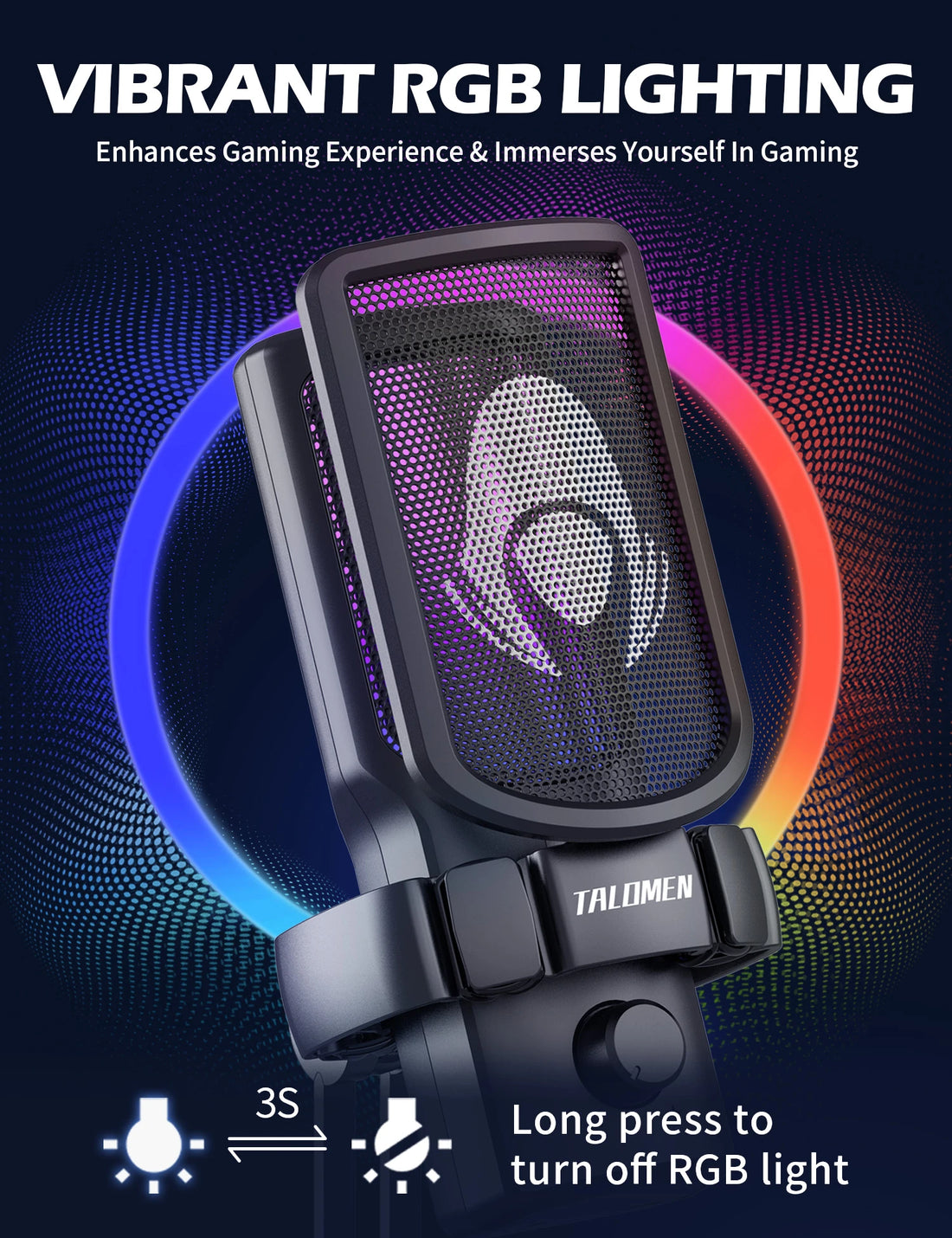 Talomen EYAS | USB Microphone for PC, Podcast, Streaming, Recording, Chat, PS4, PS5